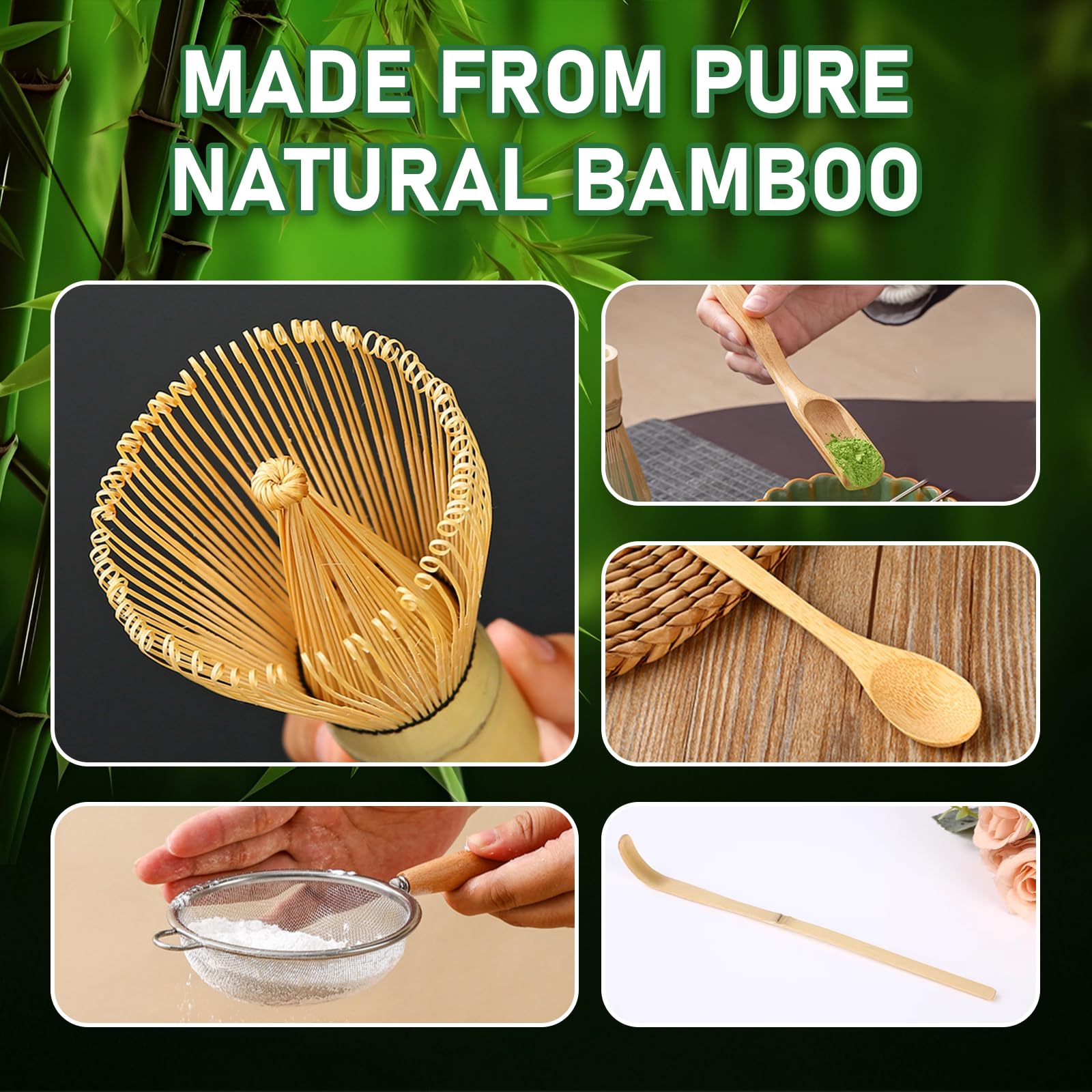 Matcha Kit Matcha Whisk Set Accessorio per cerimonia del Matcha Giapponese 9 pezzi Ciotola Matcha con Becco Frusta al Matcha Ouiller per tè Kit di fabbricazione del tè (verde magico kit)
