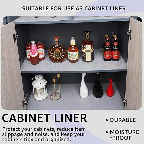 Miniatura 2 de Revestimiento para estantes de 24 pulgadas de ancho, revestimientos impermeables para gabinetes, no adhesivo, fácil de cortar debajo del fregadero,