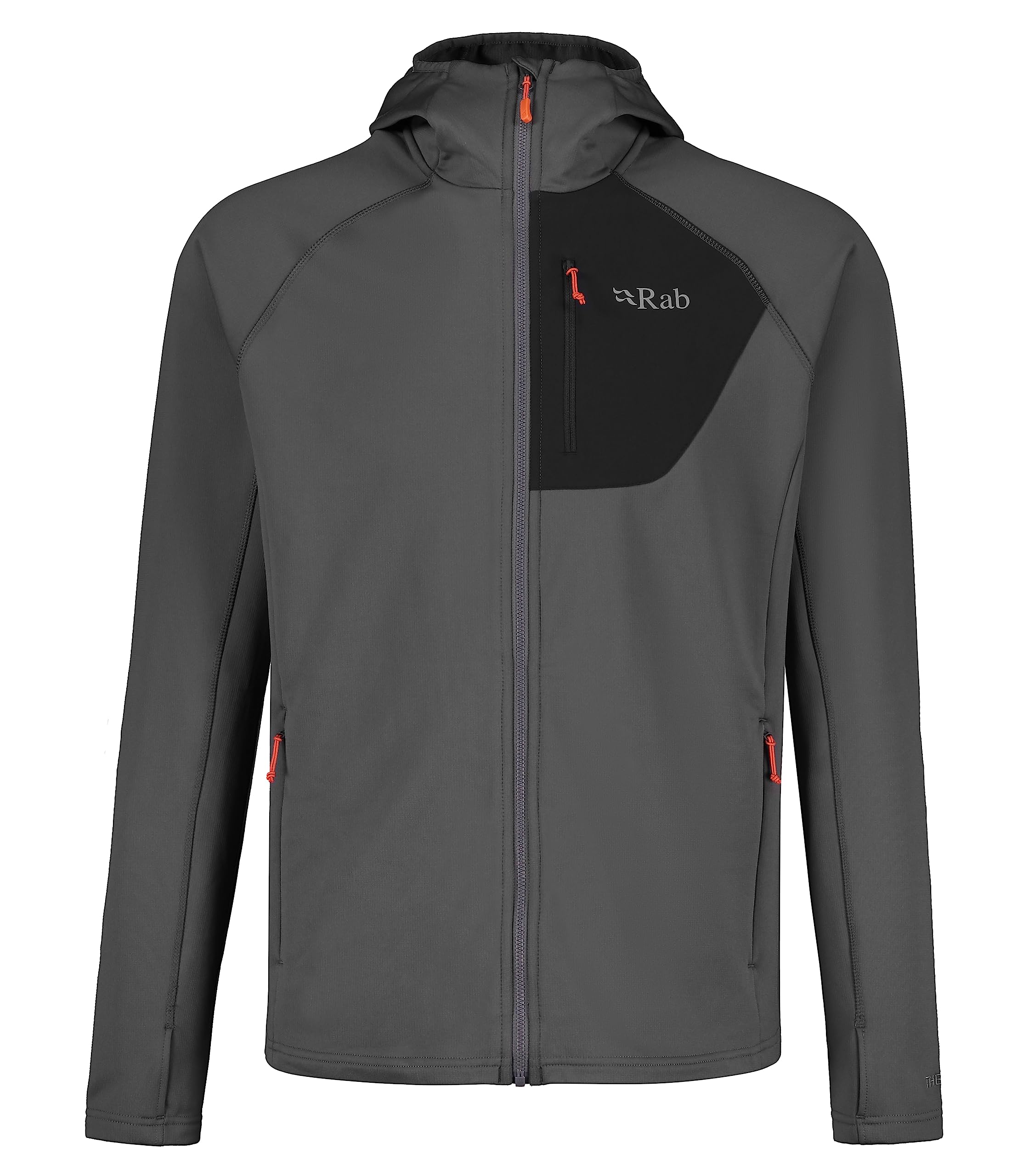 Rab Men's Graphene/Black Superflux Hoody Lightweight Fleece Jacket For Trekking & Climbing - Large