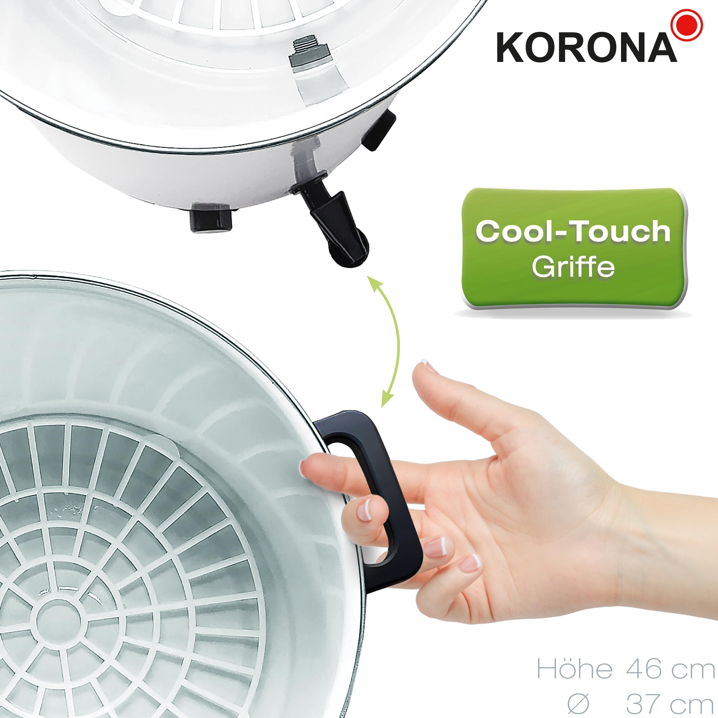 Korona 48100 | 2 in 1 Einkochautomat und Heißgetränkespender mit Timerfunktion | 1800 Watt | 27 Liter | Praktischer Ablasshahn | Inkl. Einlegegitter, Weiss