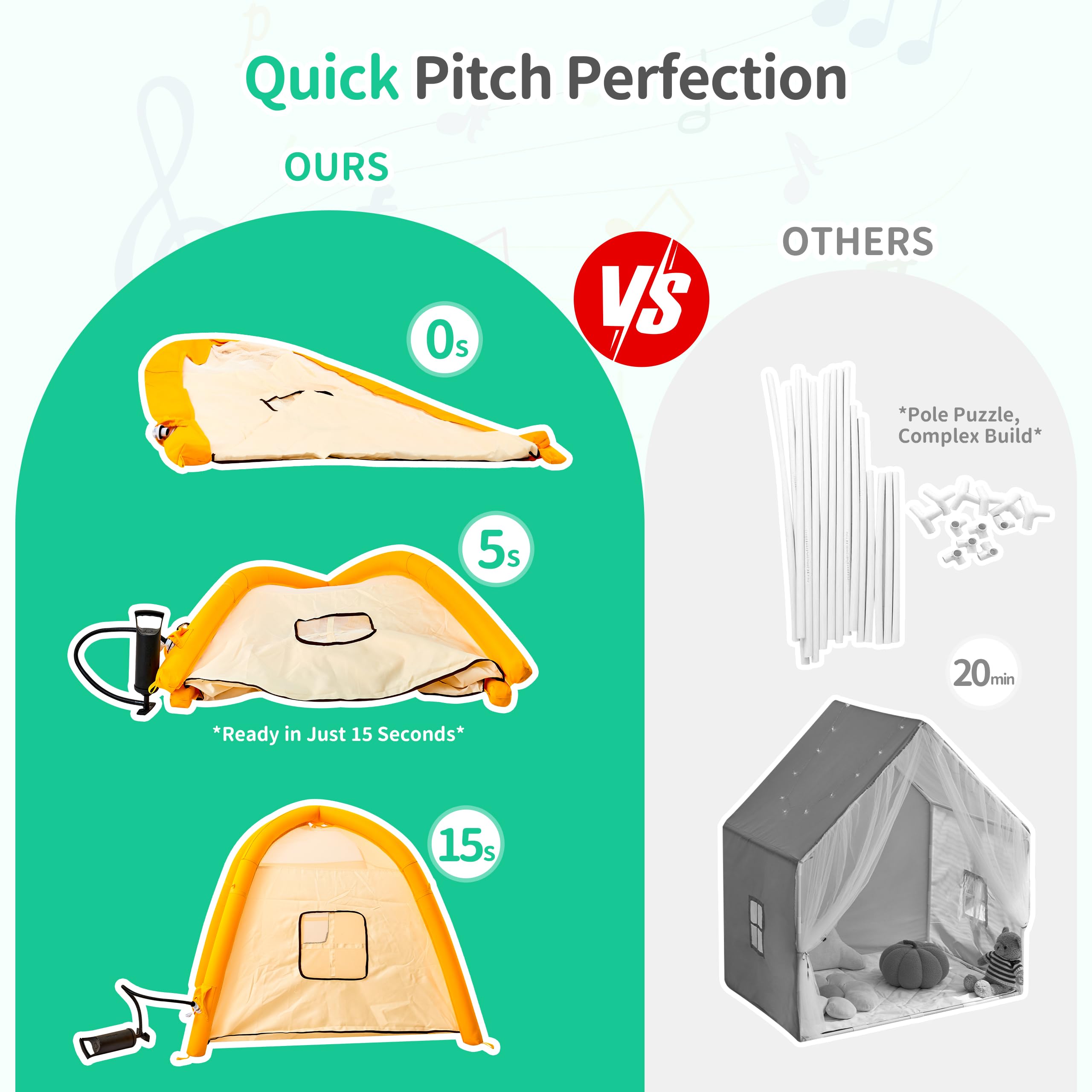 Inflatable Kids Play Tent Indoor/Outdoor, Kids Tent with Carry Bag, Portable Pop Up Playhouse Air Fort for Toddlers Boys & Girls Birthday Gift Quick Inflation