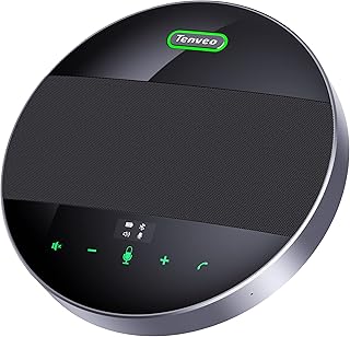 Tenveo Conference Speaker with Microphone, Bluetooth/Wireless/USB omnidirectional Speakerphone Noise Cancelling Conference Call 360° Pickup Works with Skype Zoom Teams for 10~12 People Online Meeting