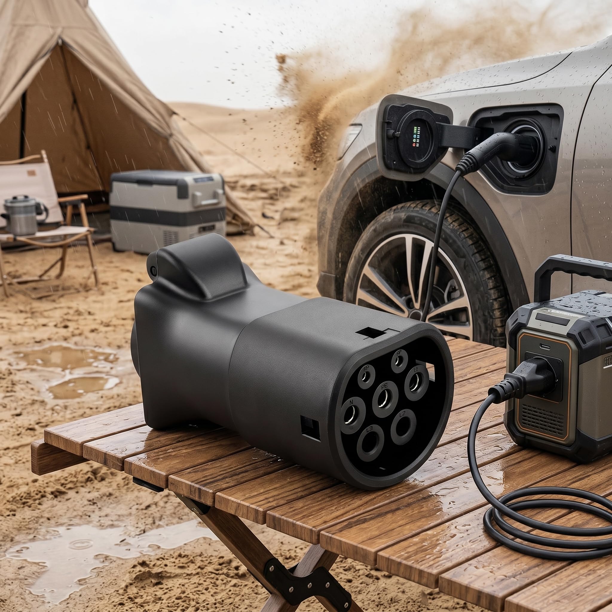 V2L adapter do BYD, typ 2 na Schuko 3,5 kW, 16 A, IP54, przenośny adapter do rozładowania V2L do samochodów elektrycznych