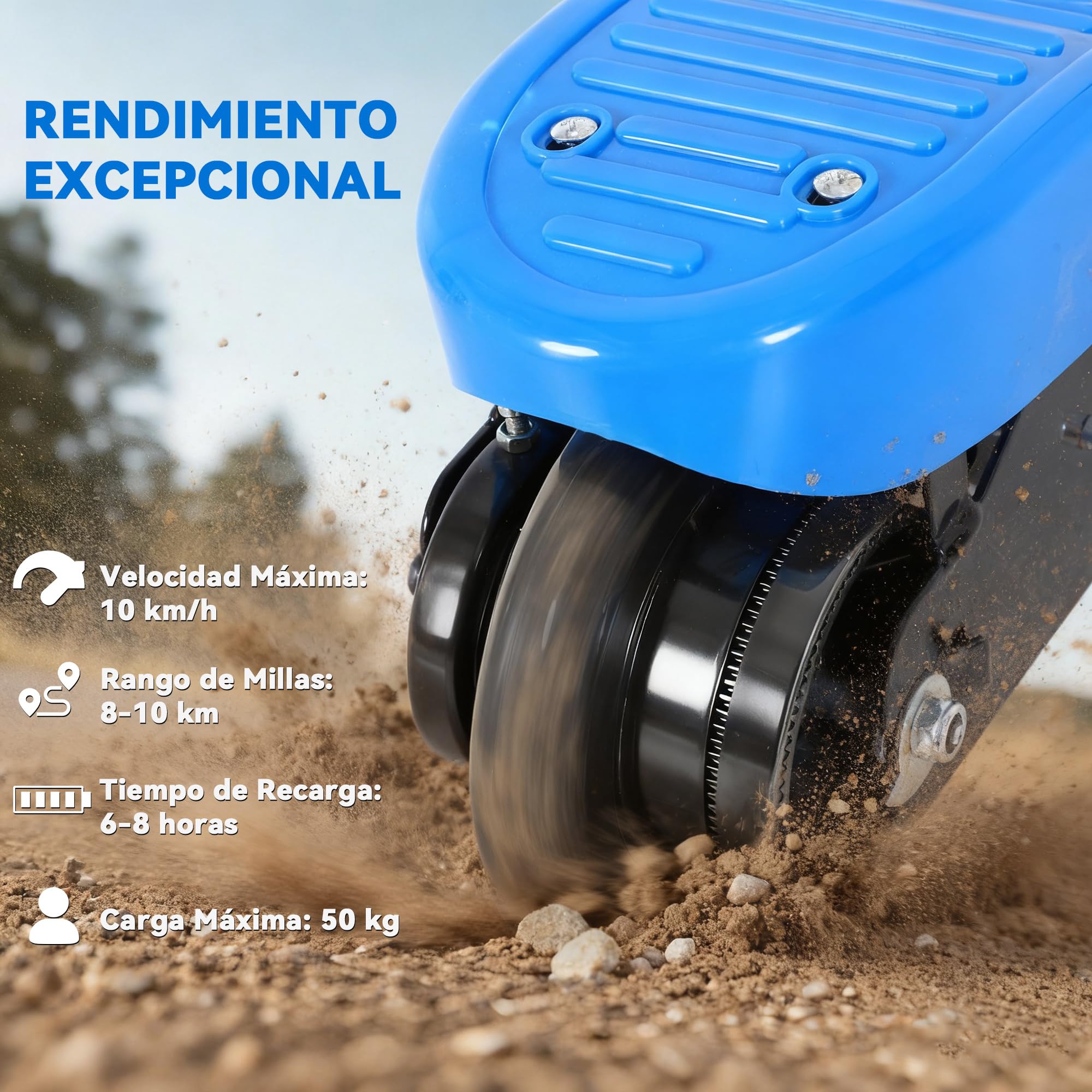 HOMCOM Patinete Eléctrico Plegable para Adolescentes 78x37x87-95cm | Velocidad de 10 km/h, Manillar Ajustable en Altura, Frenos, Carga Máx. 50 kg