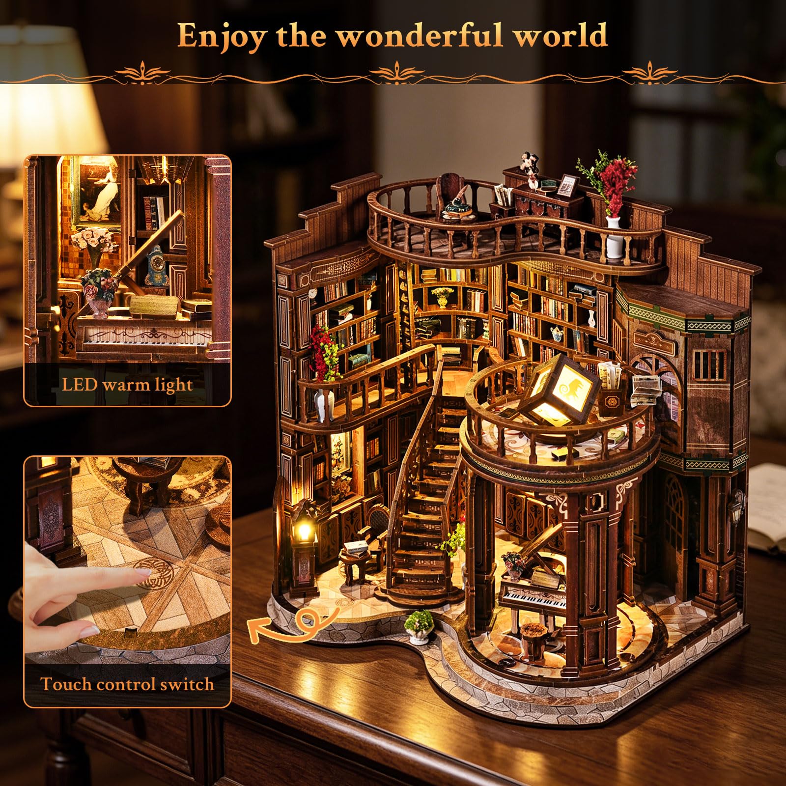 Shrike Book Nook, Dreamy Book Hall domek dla lalek z oświetleniem LED