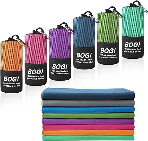 Bogi toalla deportiva de microfibra para viajes- (tamaño S M L XL)-Absorbente Ligero, Suave, Rápido y Antibacteriano, Absorbente y Ultra Compacto -