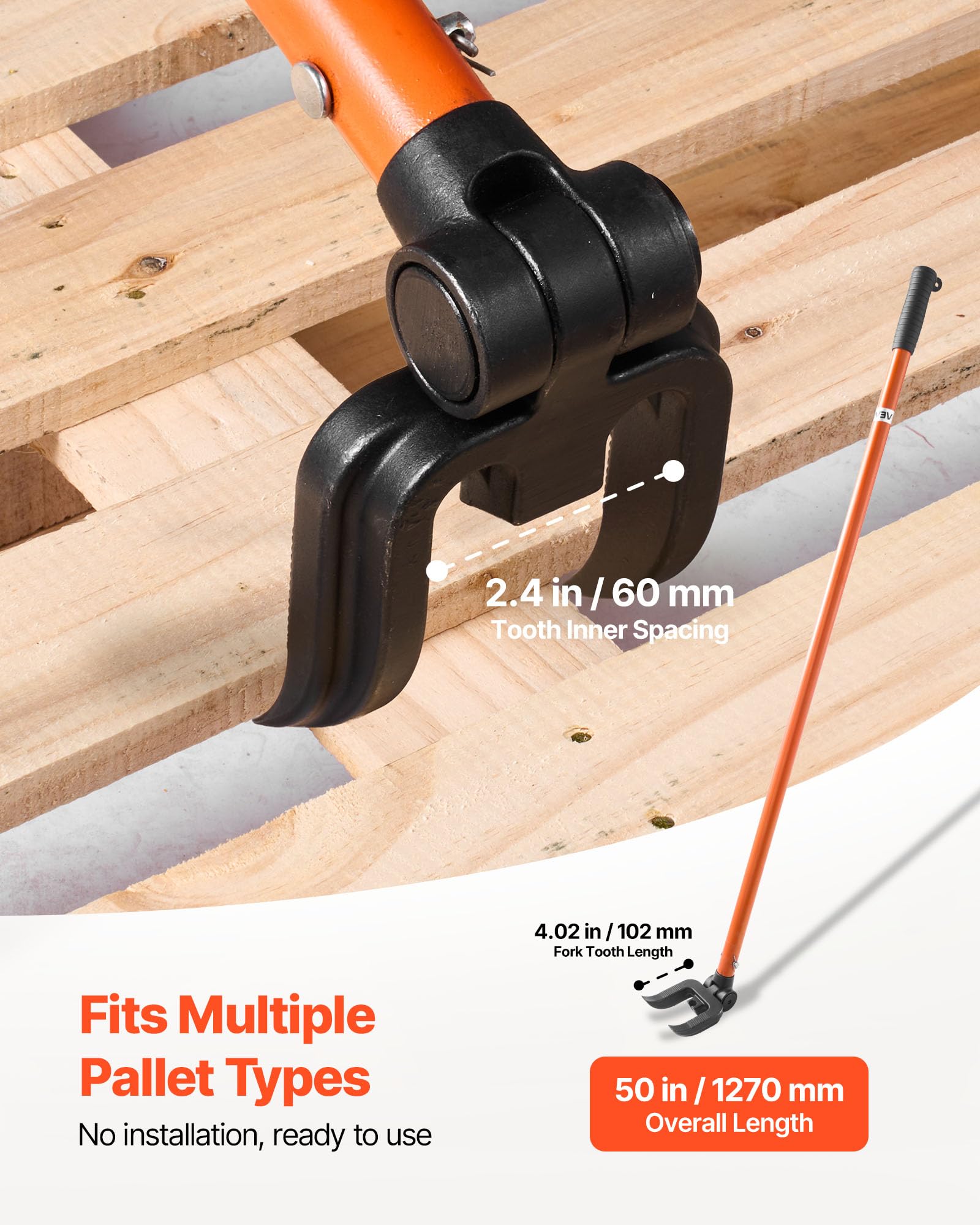 VEVOR Plattenheber, 907 kg Tragkraft, 1270 mm Gesamtlänge, mit Handschuhen & Nagelzieher, schwere Paletten-Buster für Aufhebeln von Bodenbelägen, Rahmen, Dächern, Verkleidungen & Gipskartonplatten