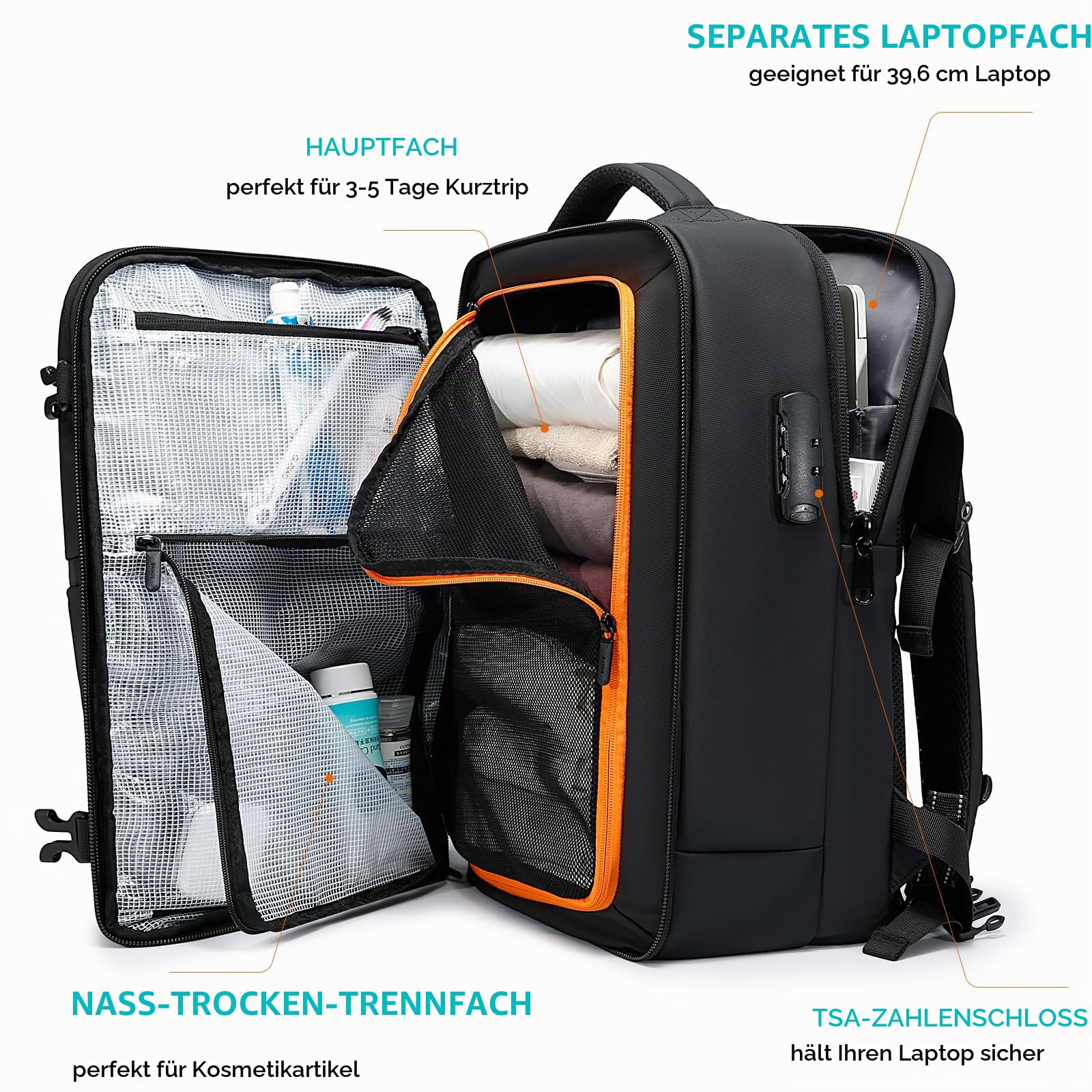 BG FUTURE AESTHETICS Reiserucksack für Männer, wasserdichter, leichter Laptop-Tagesrucksack für Business und Arbeit, Anti-Diebstahl-Rucksack für Männer und Frauen