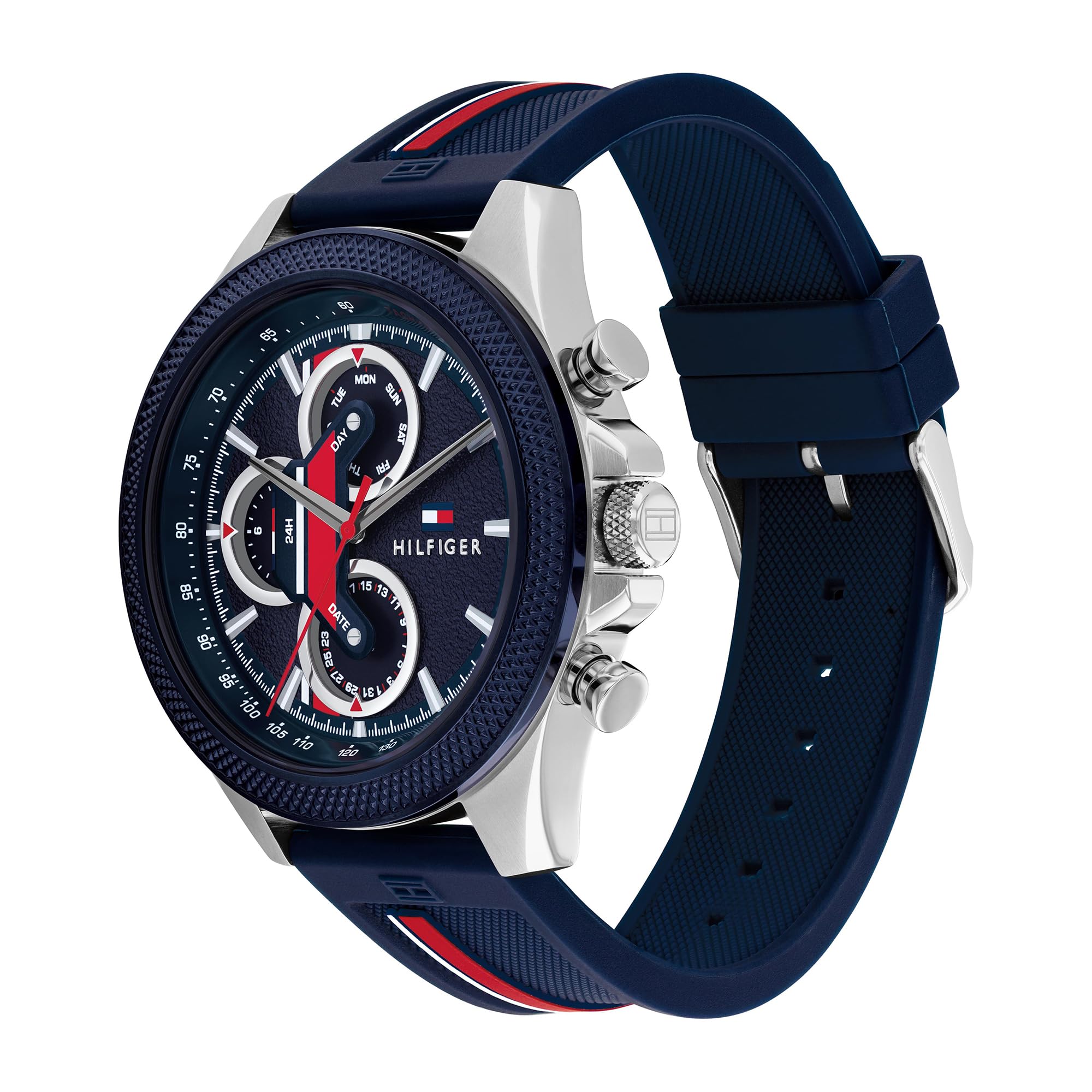 Tommy Hilfiger Orologio Analogico Multifunzione al Quarzo da Uomo con Cinturino in Silicone Blu - 1792083