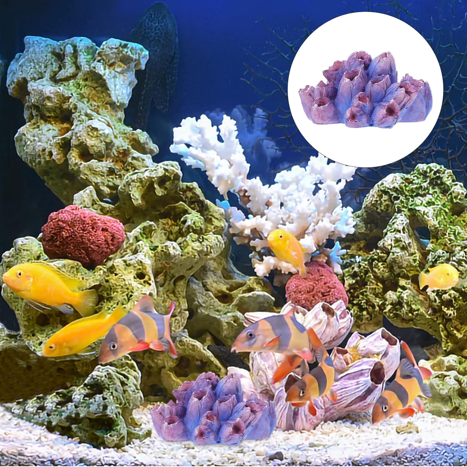 Artificial Coral Reef Coral Decor Aquarium Decoration Fish Tank Stand Aquariums Underwater Decor Diver Fish Hideout Faux Coral Aquarium Tweezers Extra Fish Pla