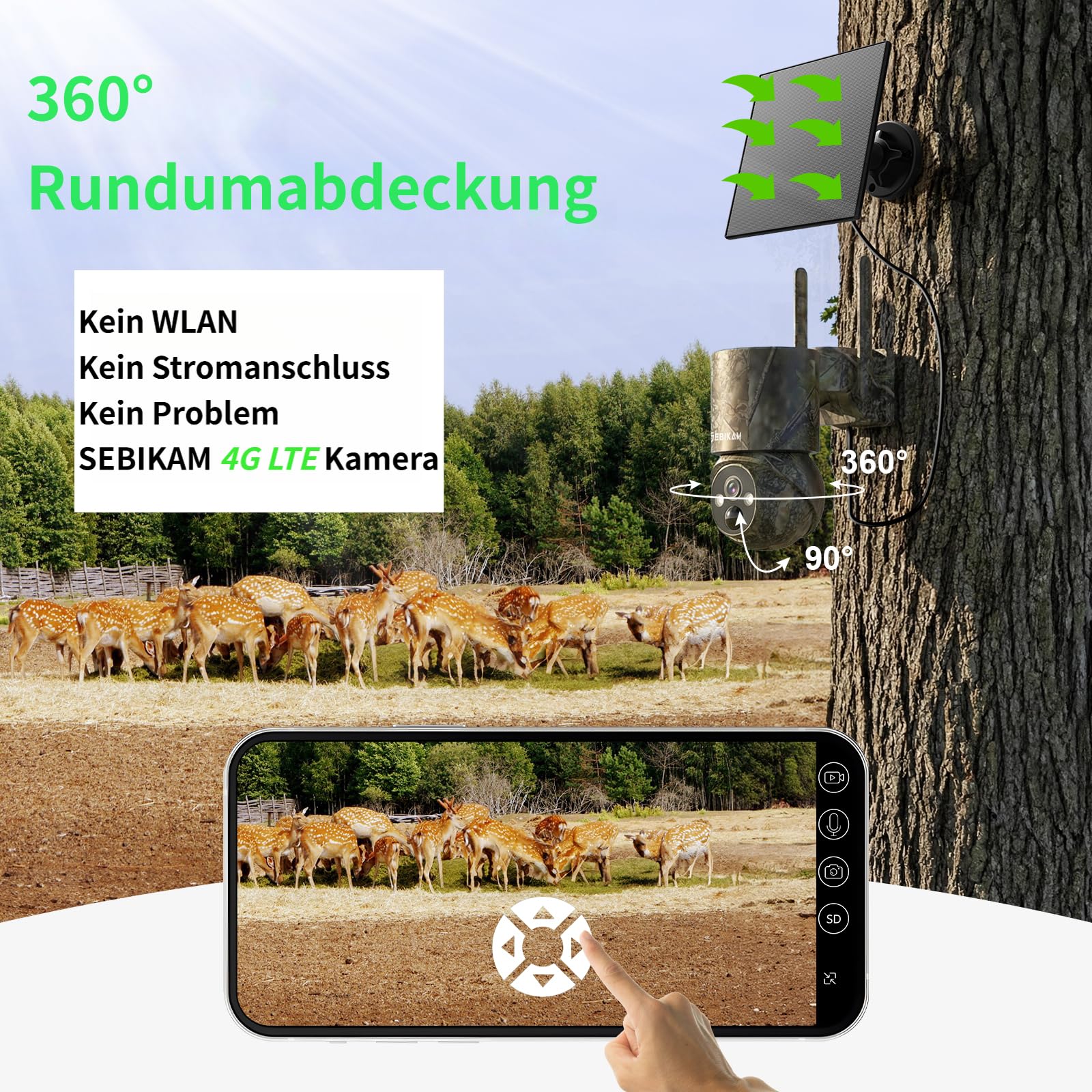 4G LTE Wildkamera mit SIM Karte Solar