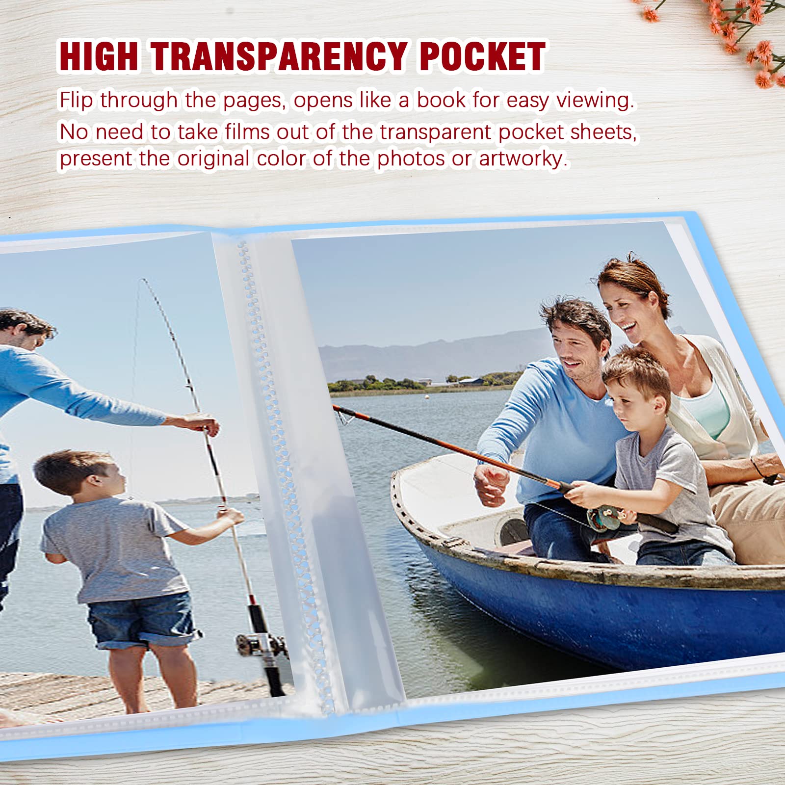 Blue Scrapbook Album for 68 Photos, Holds 8.5x11 Pictures