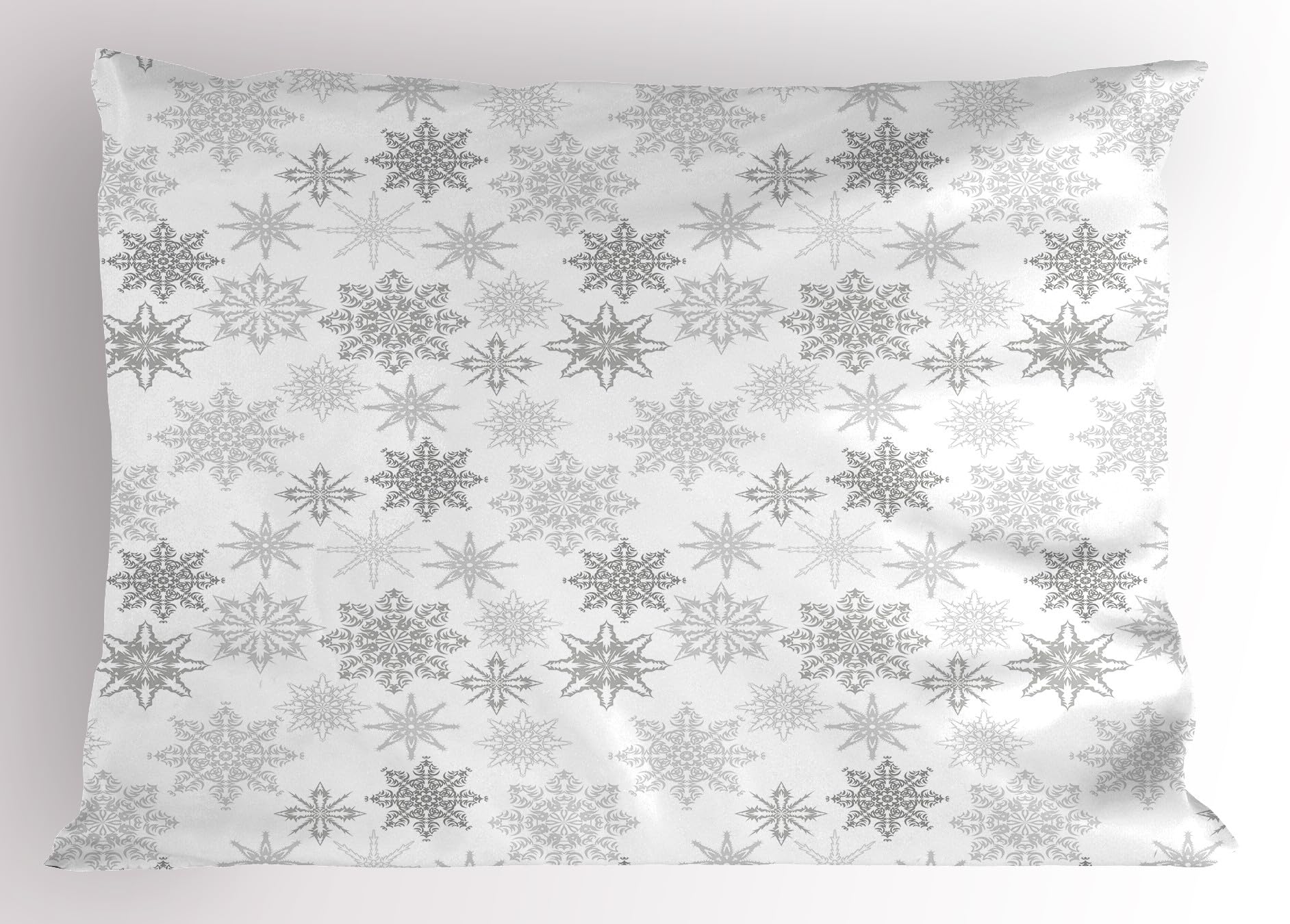 Ambesonne Winter Pillow Sham, Ornamental Crystals of Ice Freezing Weather in January Cold Abstract, Decorative Standard King Size Printed Pillowcase,