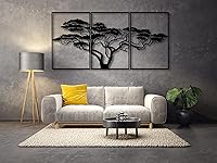 Vailla Tree of Life 3D Wall Art Set of 3 Panels - Modern Laser-Cut MDF Sculpture Hanging Decor for Living Room Bedroom Office
