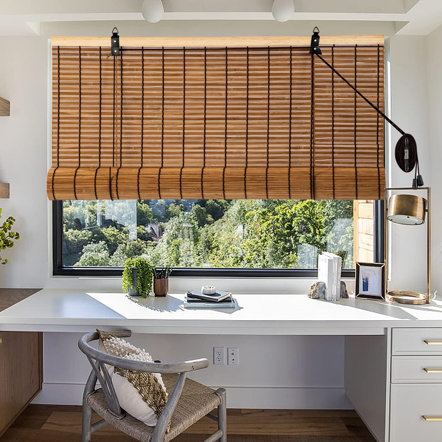 ALIMOO Bamboo Blinds, Bamboo Roll Up Shades for Windows