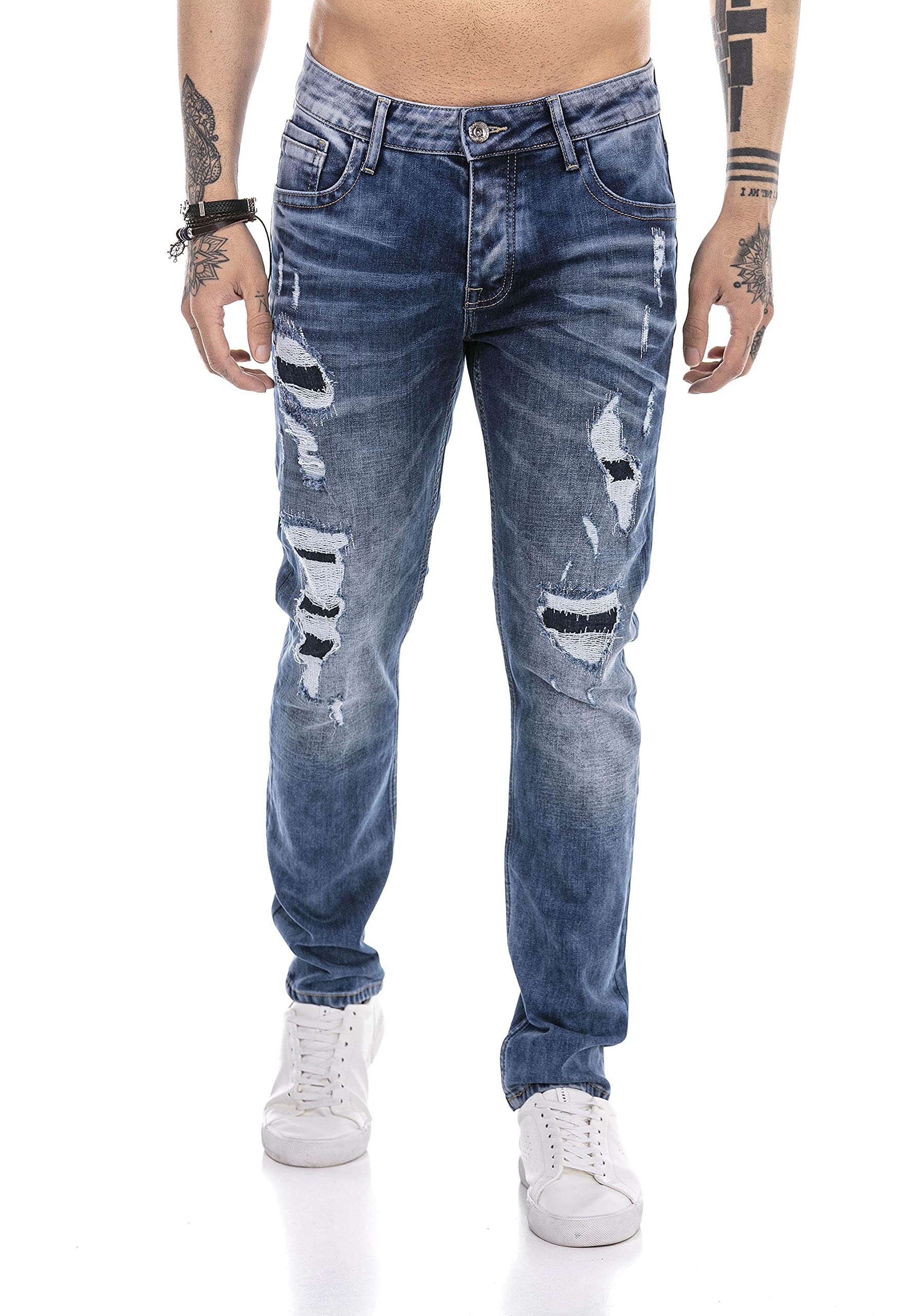 RED BRIDGE Jeans da Uomo Pantaloni Denim Stile Used Destroyed