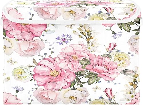 Miniatura 8 de Cajas de almacenamiento con tapas y asas, contenedores plegables de tela de feliz cumpleaños, organizador de armario, contenedores grandes de ropa