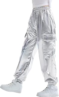 Rolanko Girls Cargo Pants for Kids Loose Streetwear Hip Hop Dance Cotton Cargo Jogger Pants for Kids 4-15 Years