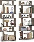 Giantex 6-Tier Bibliothèque géométrique, bibliothèque en forme de S 2 Kits antidérapants, étagère d'affichage en bois, Unité de rangement décoratif, Organisateur de rangement pour le salon de bureau (1,Naturelle)