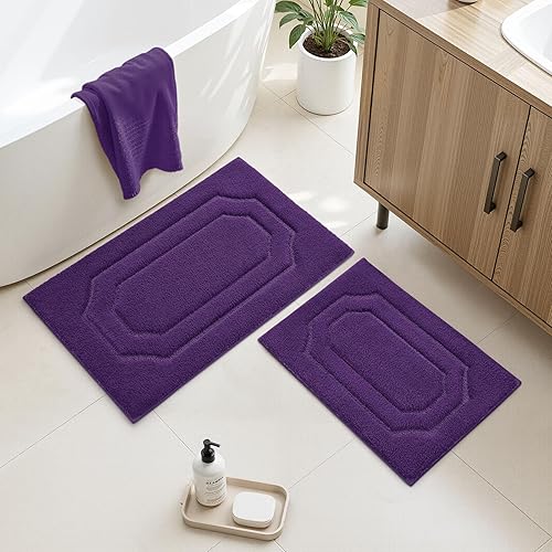 Miniatura 10 de HOMEIDEAS Juego de alfombras de baño de 2 piezas, alfombra de baño de felpa de microfibra extra suave y absorbente con respaldo antideslizante