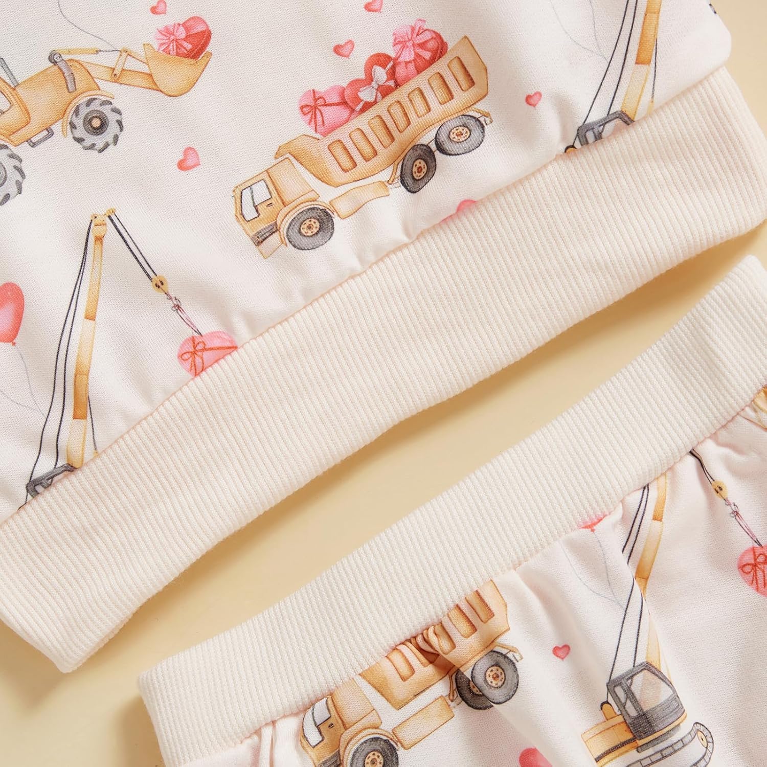 Toddler Baby Boy Valentine Day Outfits Truck Heart Print Long Sleeve Sweatshirt Sweatpants 2Pcs Spring Farm Clothes