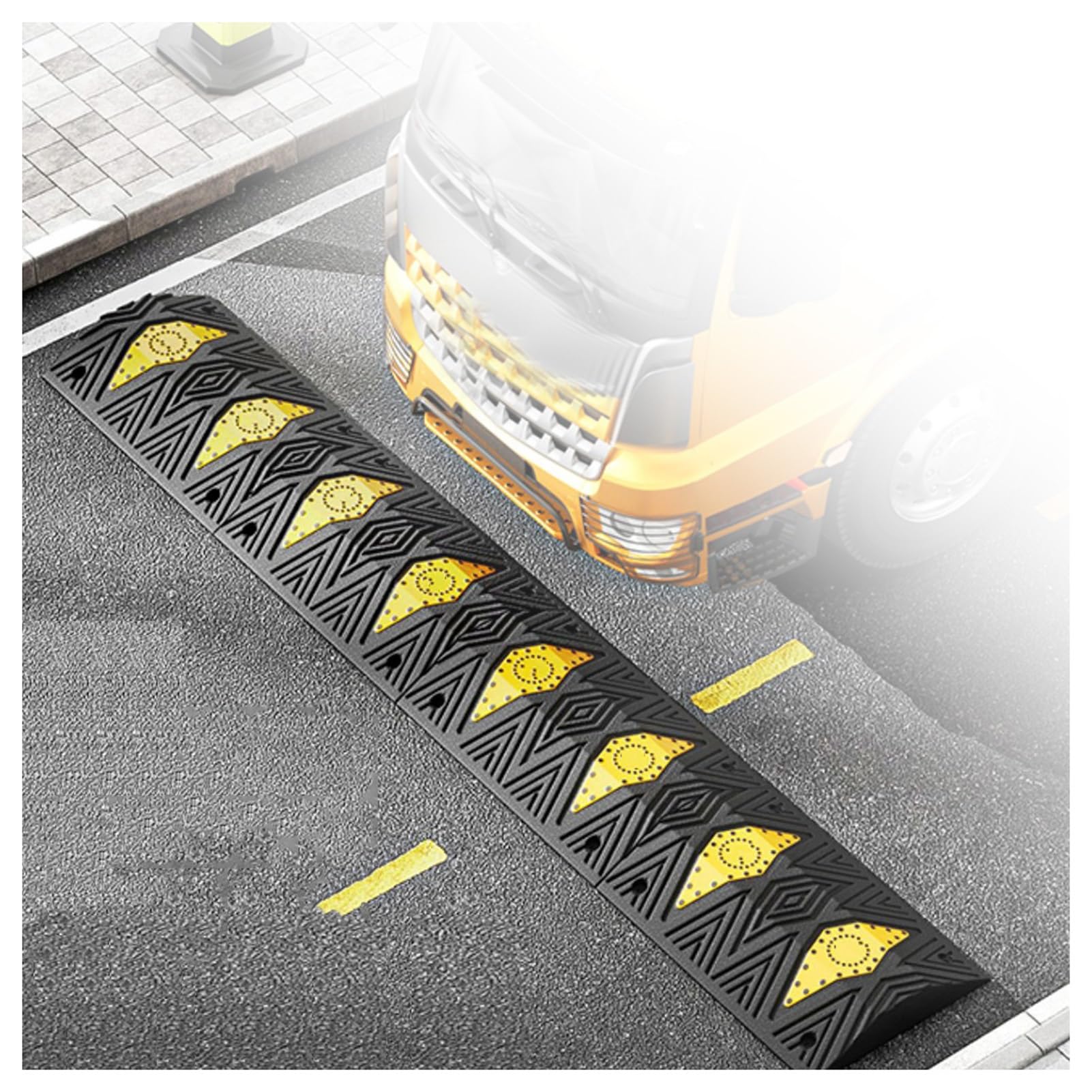 2 PCS Rubber Speed Ramp,Modular Driveway Load Capacity 22000 Lbs,Suitable for Asphalt Concrete Gravel Roads