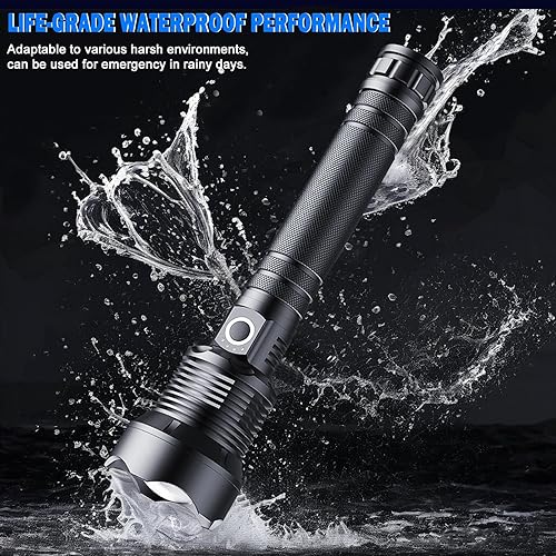 Miniatura 6 de Linterna LED recargable de 5000 lúmenes, linterna de mano impermeable súper brillante, 3 modos (altomedioestroboscópico) para campamento,