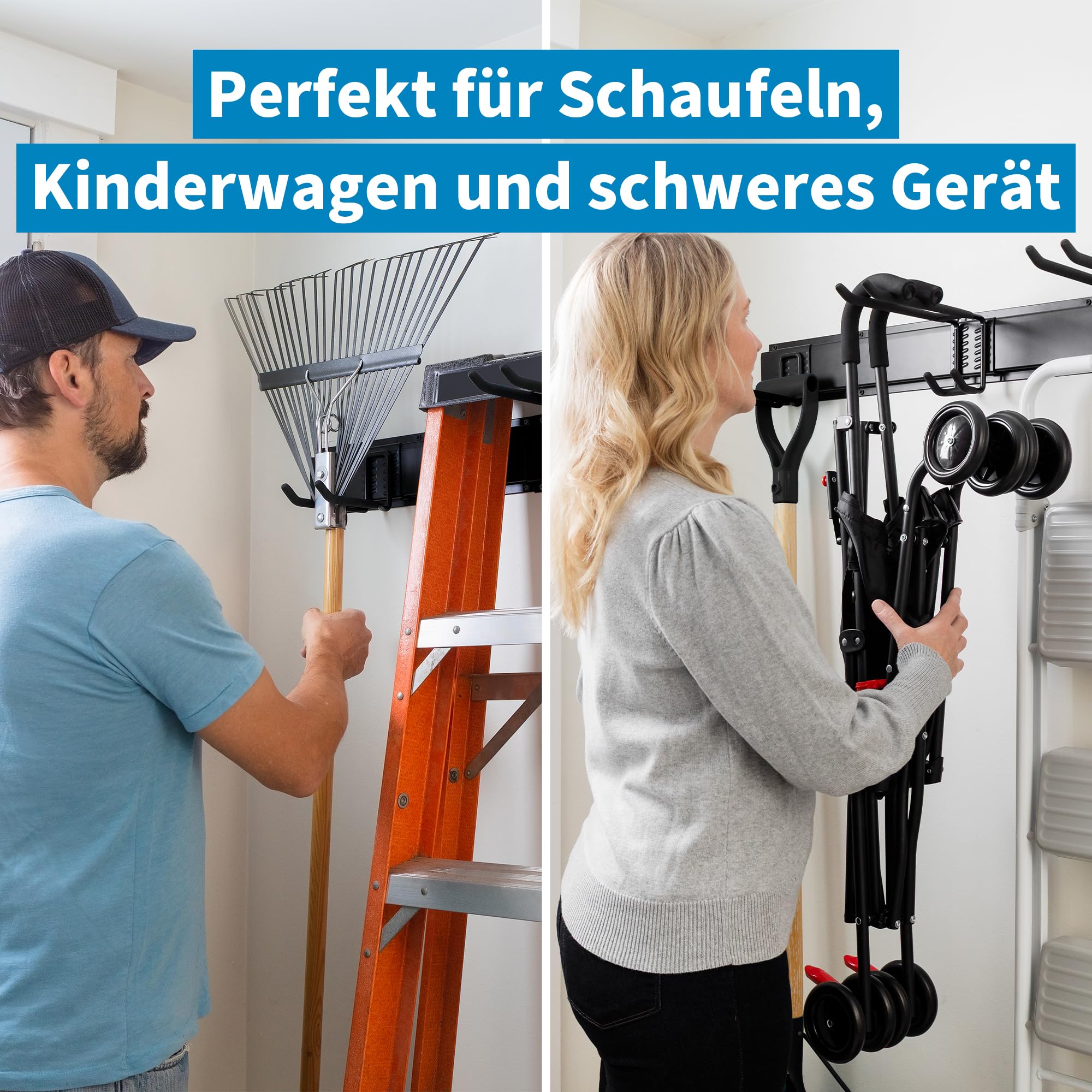 Precision Defined Wandhalterung für Gartengeräte, 122 cm | Schwerlast-Halter aus Kohlenstoffstahl, Verstellbare Haken