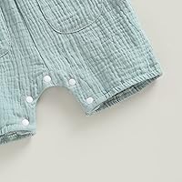 Vista 8 de Mubineo Mono básico de lino de algodón liso para bebé, niña, niño, sin mangas, mameluco para recién nacido