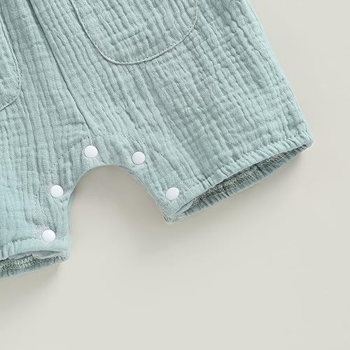 Miniatura 8 de Mubineo Mono básico de lino de algodón liso para bebé, niña, niño, sin mangas, mameluco para recién nacido