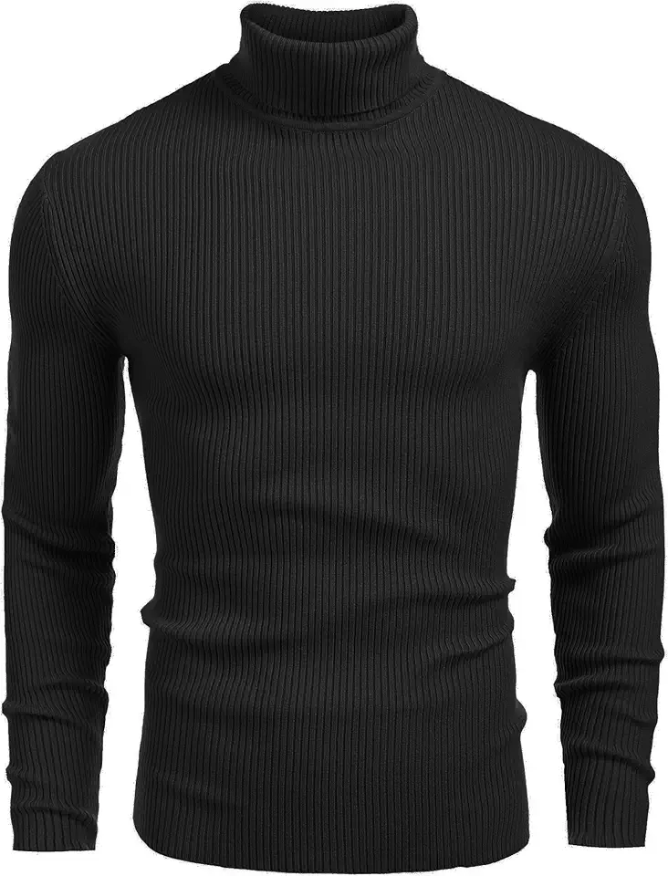 COOFANDY Mens Ribbed Slim Fit Knitted Pullover Casual Turtleneck Sweater