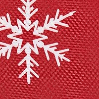 Vista 4 de Violet Linen Manteles rojos decorativos con diseño de copos de nieve navideños - 60" redondos