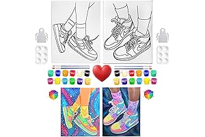Indigo Art Studio Pre Drawn Canvas Paint Kit for Adults Couples: King Queen Love Sneakers