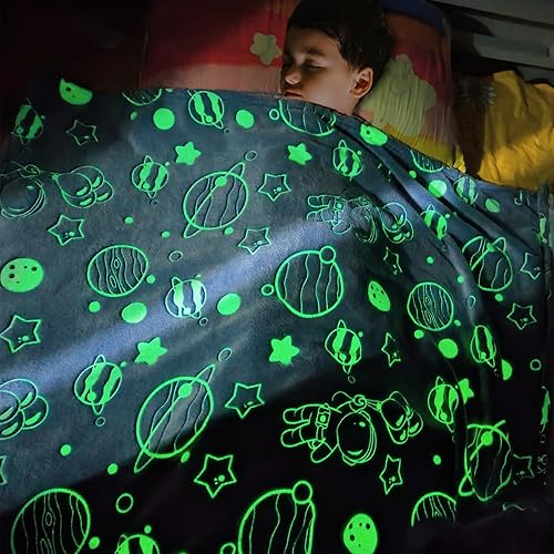 Manta que brilla en la oscuridad, regalo espacial para niños, astronauta estrella, planeta, galaxia, regalo para niños, adolescentes, niñas, niños,