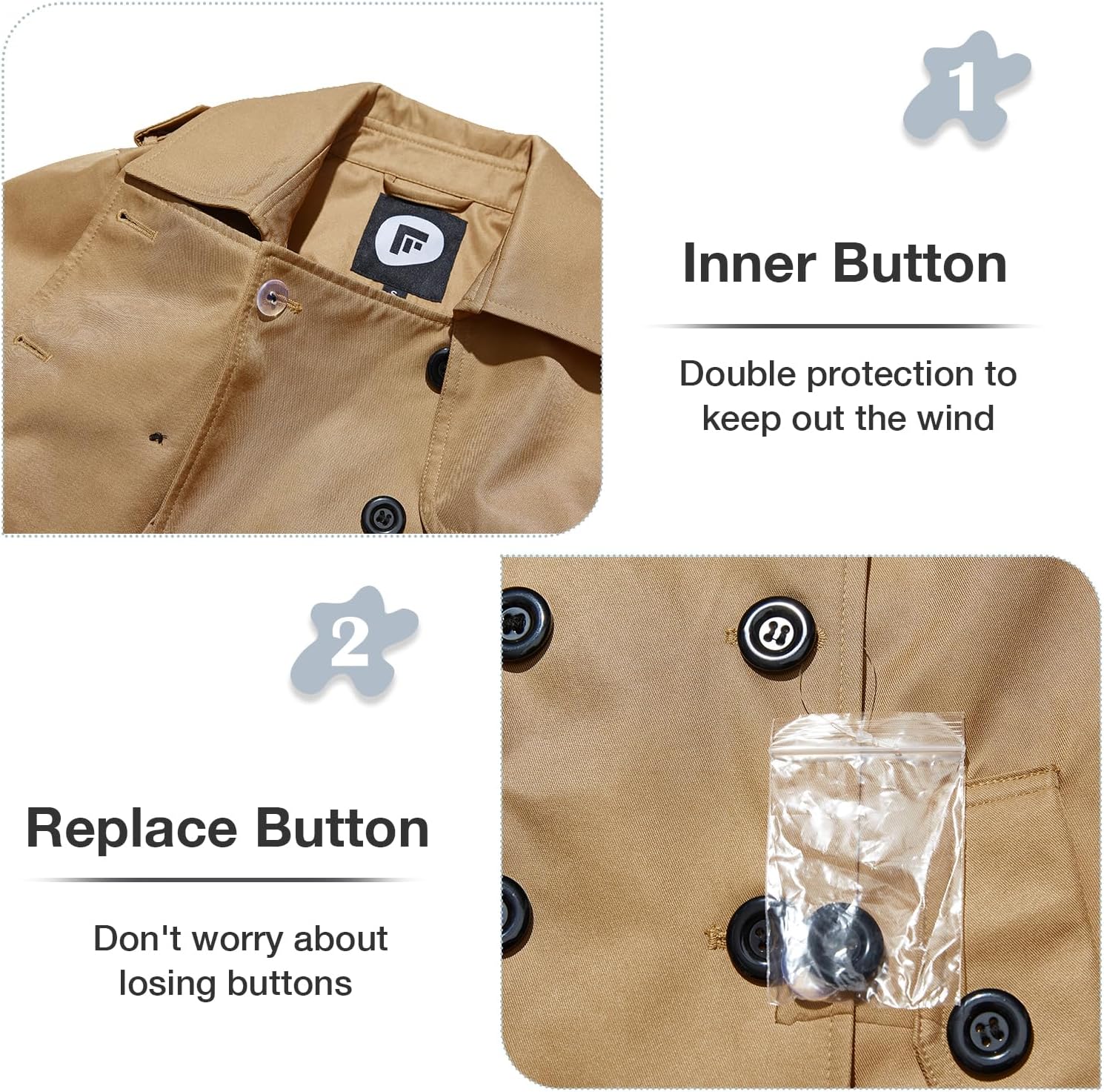 Garemcy Women's Long Waterproof Trench Coat Double Breasted Classic Lapel Coat Belted with Detachable Hood - Image 5