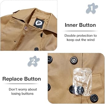 FARVALUE Women's Double Breasted Trench Coat Water Resistant Windbreaker Classic Belted Lapel Overcoat