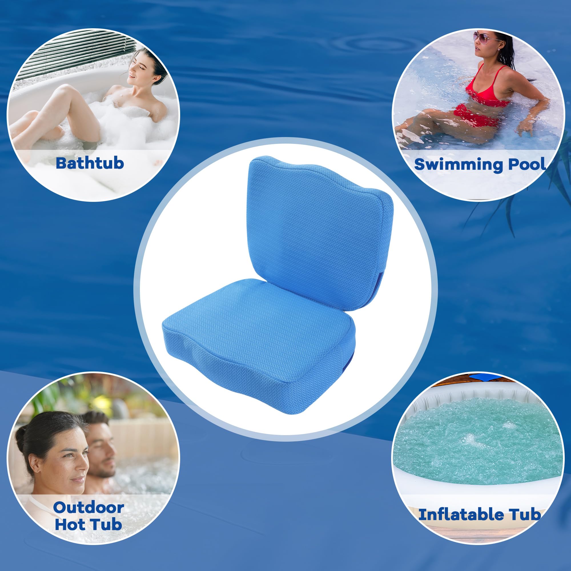 MABOZOO Whirlpool-Sitzerhöhung für Erwachsene, gewichteter Sitzerhöhung, 3D-Air-Mesh-Whirlpool-Kissen, schnell trocknend, Whirlpool-Zubehör, für drinnen und draußen, Blau