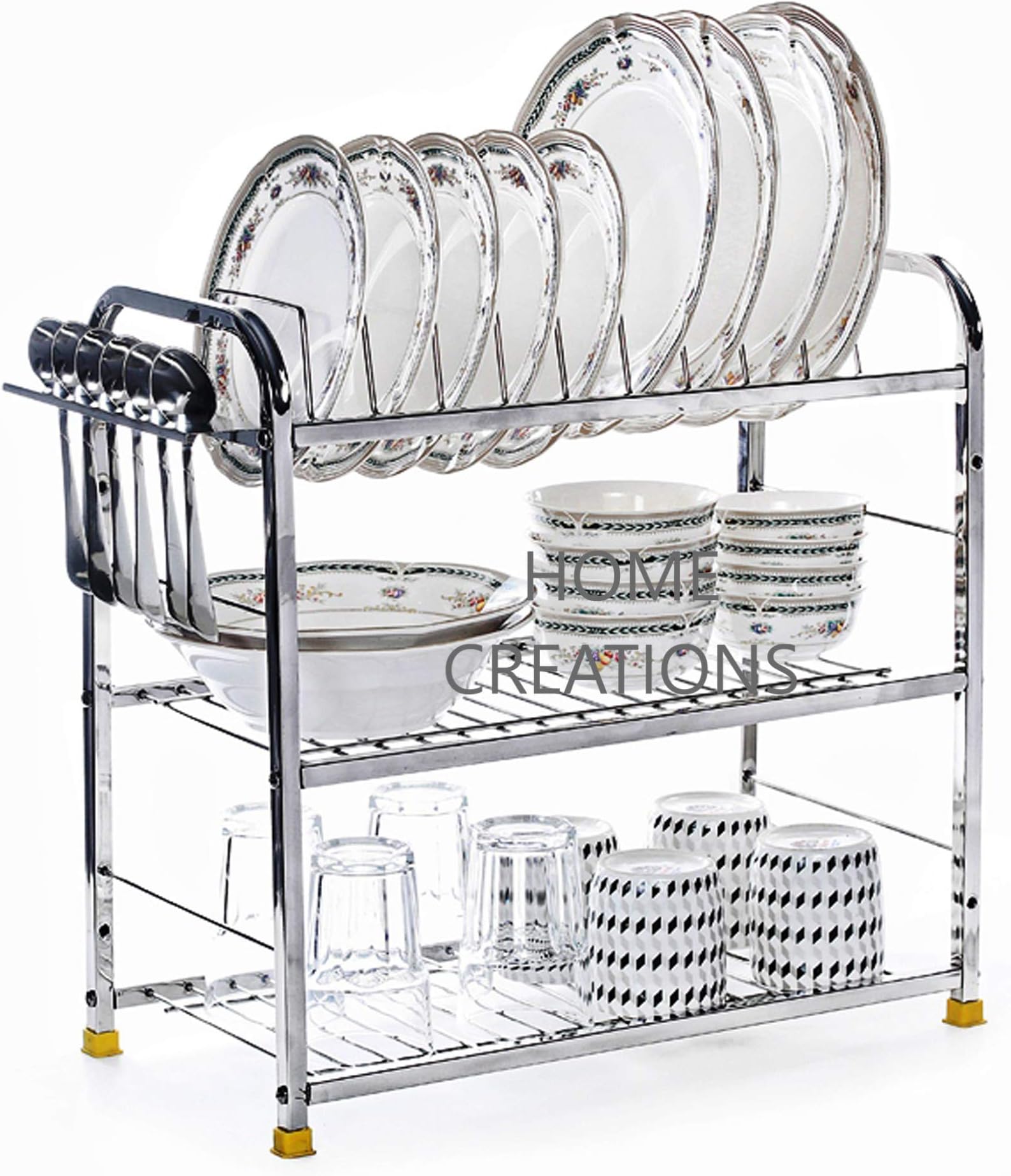 Home Creations 3 Layer 18 inch Kitchen Dish Rack, Kitchen Storage Rack.