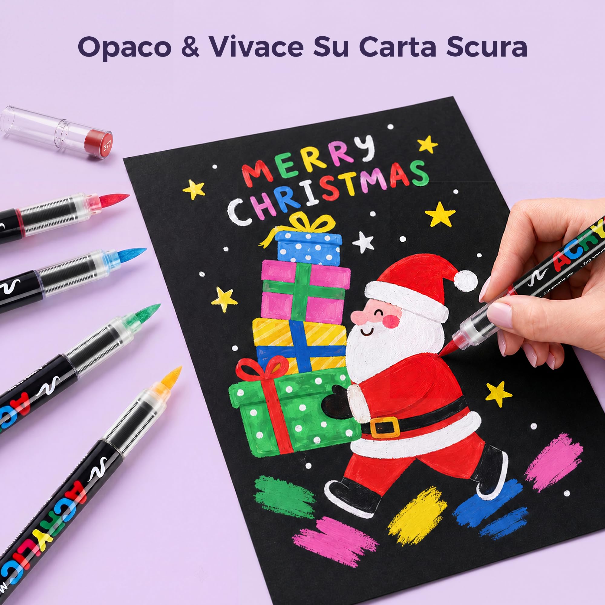 Tongfushop 120 Pennarelli Acrilici, Acrylic Marker Pennello con Flusso Auto-Regolato, Impermeabili ad Asciugatura Rapida per Decorare Sassi, Legno, Ceramica e Vetro | Ideale per Adulti e Fai da Te