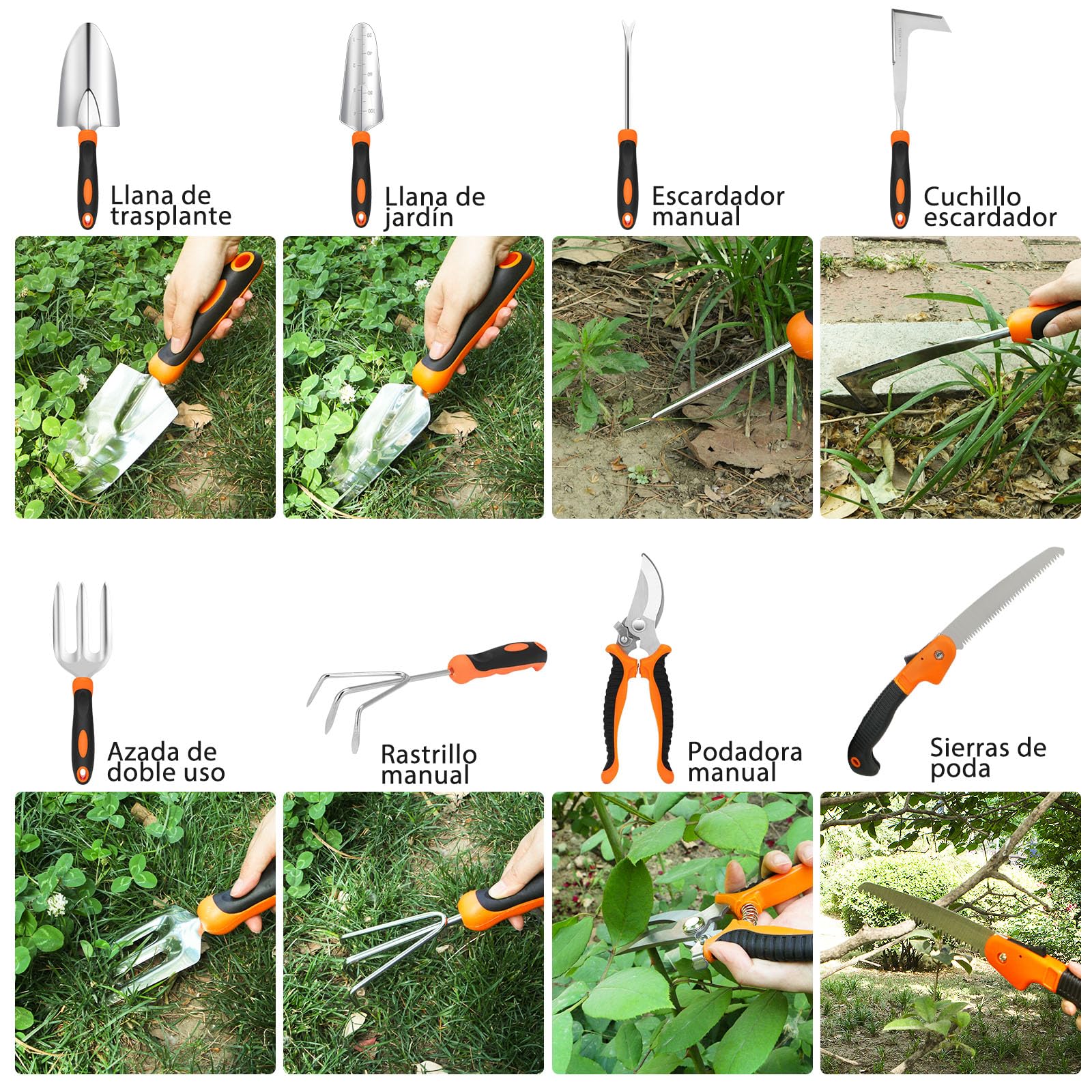 Kit Jardineria, 10 Piezas de Alta Resistencia Juego de Herramientas de Jardinería, Set Jardineria para Jardinería, Regalos para Mujeres y Hombres