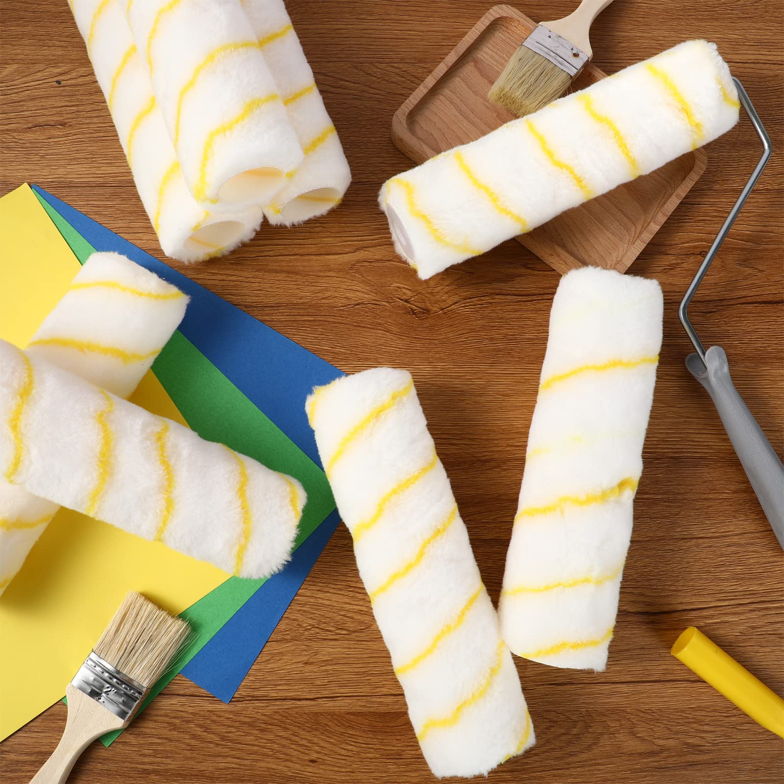 Lot de 12 housses de rouleau de peinture en microfibre de 1,27 x 22,9 cm pour rouleaux de peinture, siestes de rouleau, fournitures de peinture murale pour la plupart des surfaces, peintures et taches