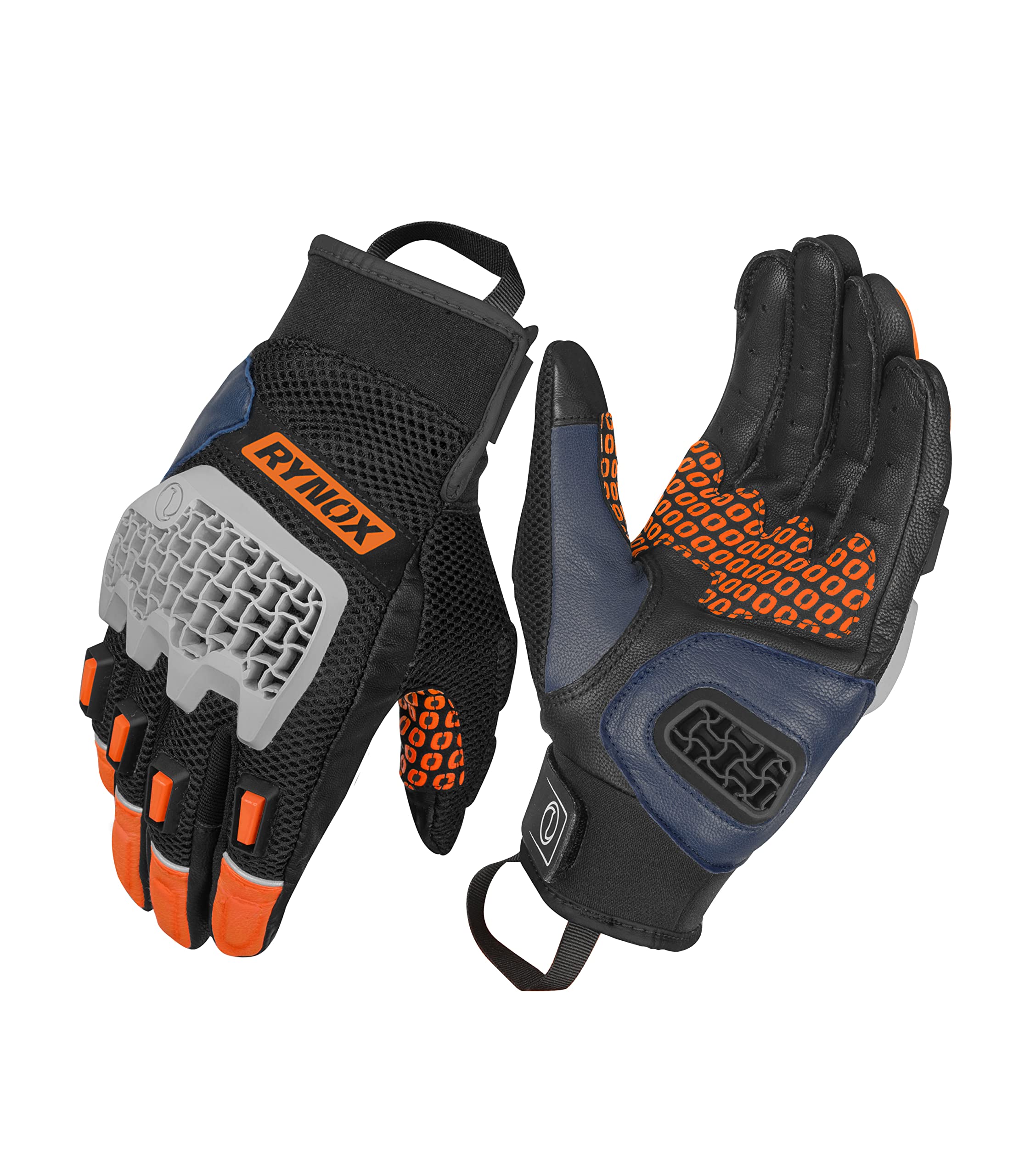 Rynox Polyester Gravel Gloves - Cuff Length Motorcycle Riding Gloves | Impact Protection | Scaphoid Protection | Abrasion Resistance - Blazing Ornage | 2Xl, Motorsports