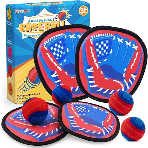 Miniatura 13 de Juego de pelota para lanzar y atrapar guantes de béisbol para niños pequeños, cesta de Pascua, juegos exteriores para niños y familia, juguetes de