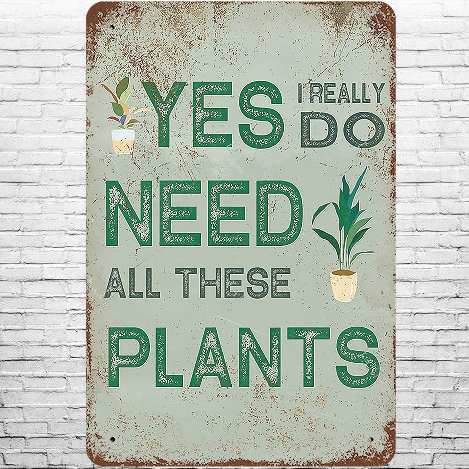 LittleGrove Seeds Cartel De Metal Con Diseño De Cactus Suculentas, Con Texto En Inglés "Yes I Really Do Need All These Plants", Letrero De Metal Para Cultivador, Jardinero, Vintage, Arte De