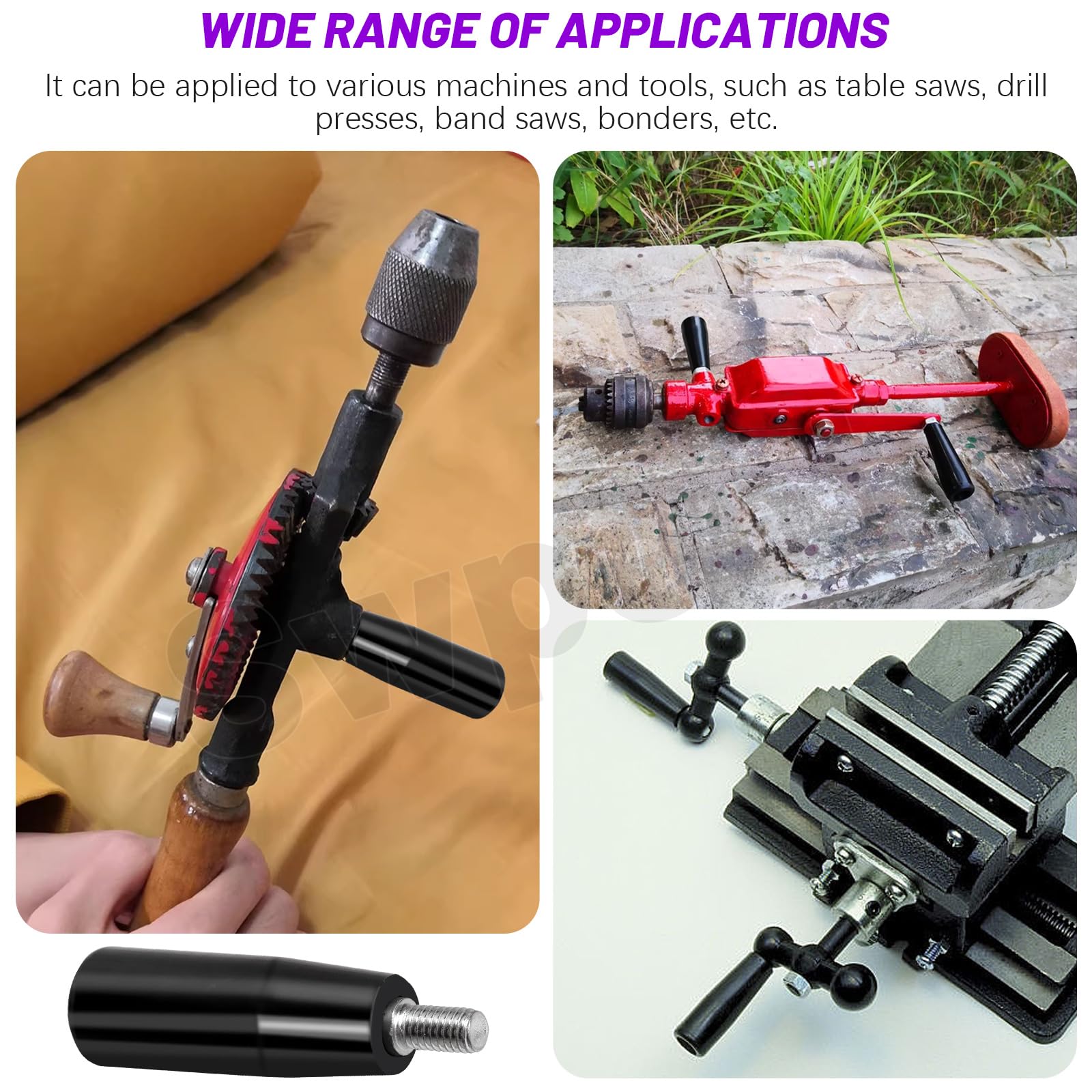 Swpeet 2 pezzi M8 × 63 mm maschio filettato gambo rotante, maniglia della macchina, manopola girevole, manovella maniglia girevole per fresatrice, tornio, smerigliatrice, trapano