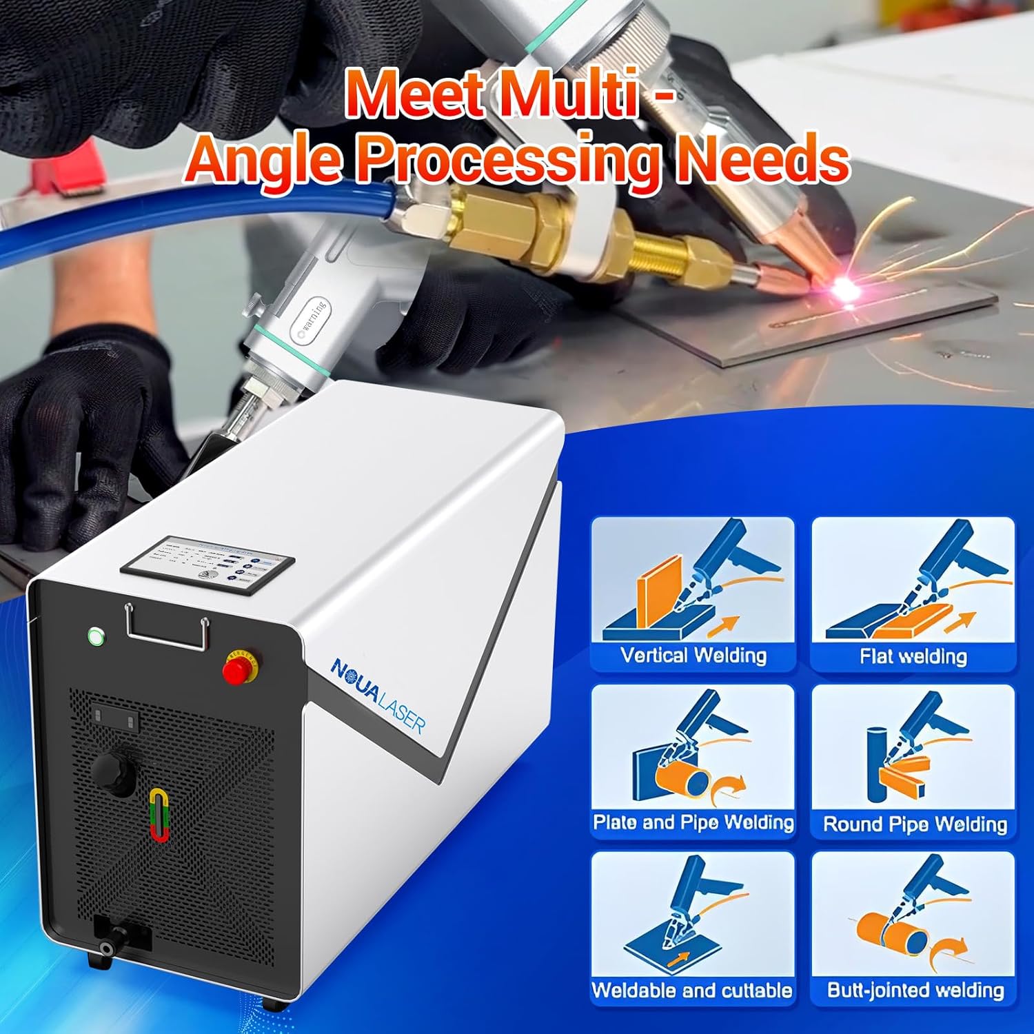 Laser Welding Machine 4 in 1 Air Cooled Laser Welder for Metal Laser Cleaning/Cutting/Weld Seam Cleaning for Aluminum, Stainless Steel, Carbon Steel, etc. (600W)