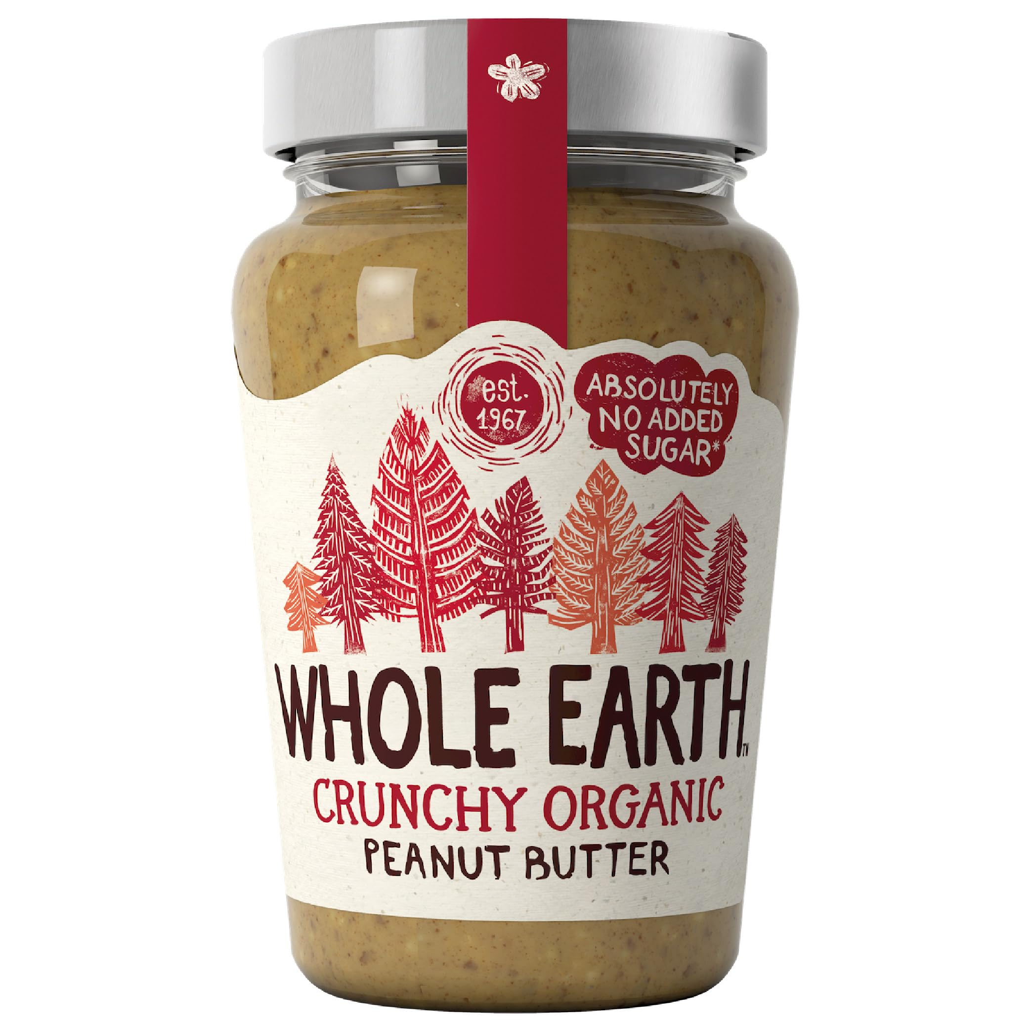 Whole Earth Crunchy Organic Peanut Butter, 340 g Jar, Original Nut Spread Made with All Natural Ingredients, No Added Sugar, Gluten Free, Vegetarian & Vegan Friendly