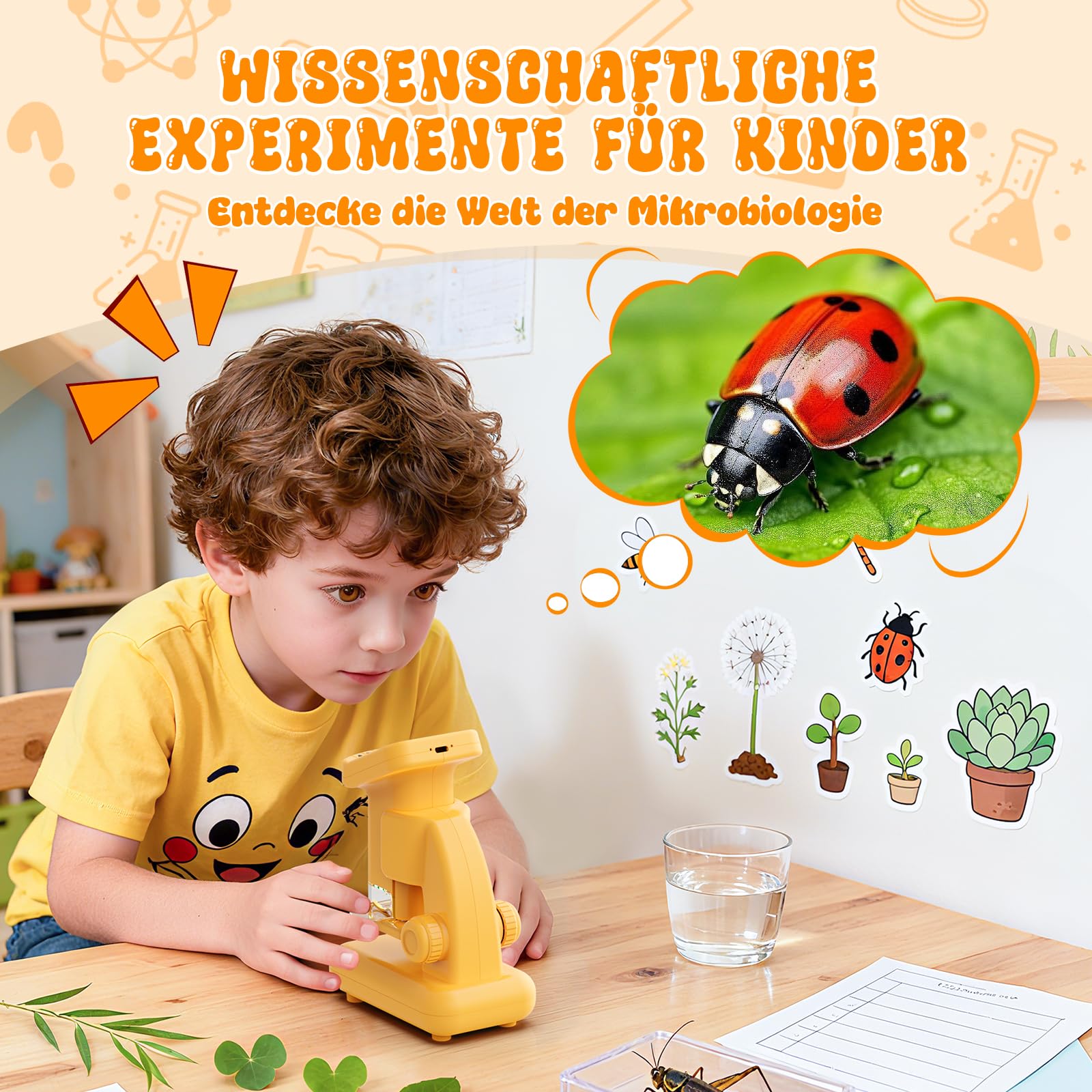 Digitales Mikroskop für Kinder, Experimente für Kinder ab 5 6 7 8 9 10 Kindermikroskop 1000X&2.0" HD Spielzeug ab 5-10 Jahren Taschenmikroskop Geschenk Junge 6-10 Jahre Geburtstagsgeschenk