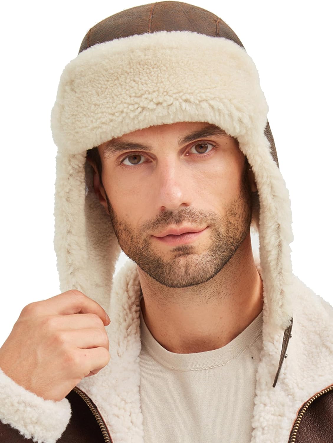 Trapper Hat with 100% Natural Genuine Fur - Winter Aviator Hat with Ear Flaps for Men and Women