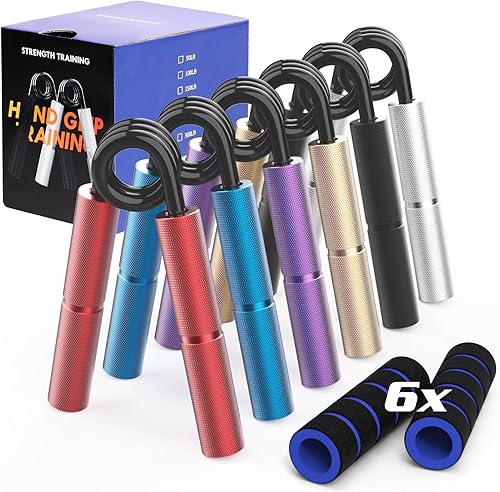 Demiwise Juego de entrenamiento de fuerza de agarre, 50-300 libras (paquete de 6), agarre de mano de metal, entrenador de agarre antideslizante, disponible en Yaxa Colombia